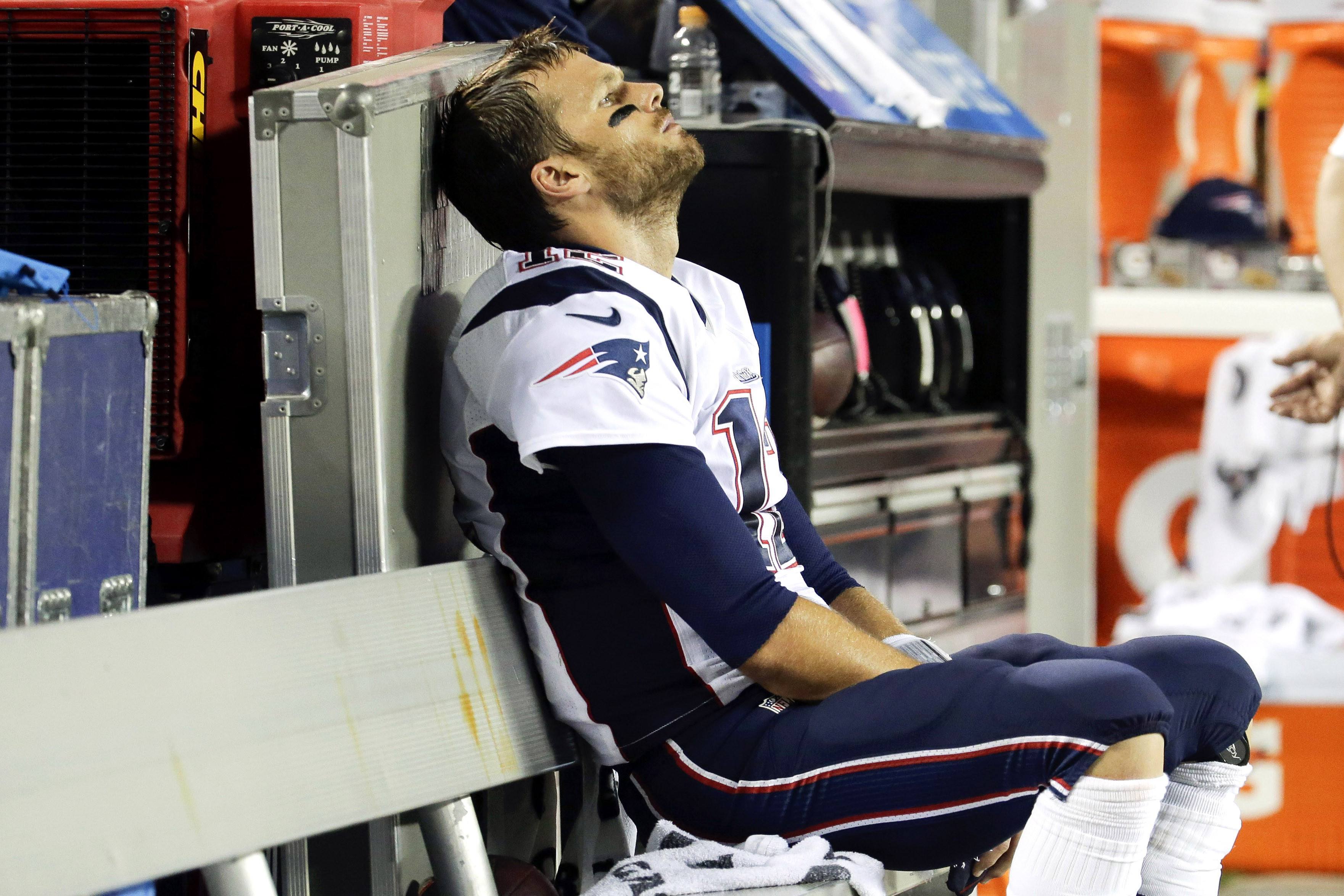 Tom Brady sit on the bench as his team gets swept by the Bills