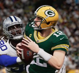 Demarcus Lawrence gets a sack against Aaron Rodgers in week 4 of Season 22